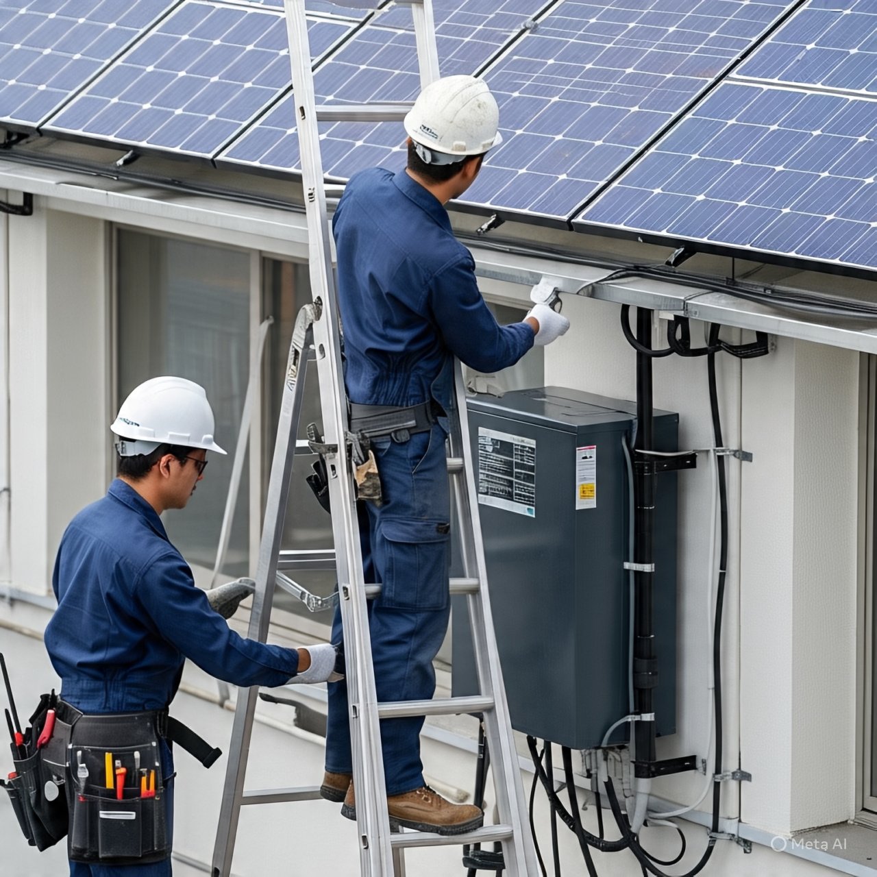 Solar panel installation workers